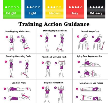 Resistance Loop Exercise Bands With Instruction Guide And Carry Bag Set Of 5