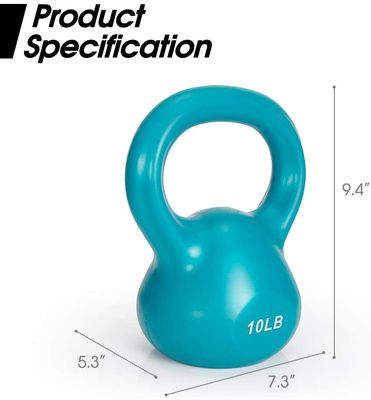 Comfortable Hand Grip Solid Cast Iron Kettlebell Weights Blue 10lb 15lb 20lb