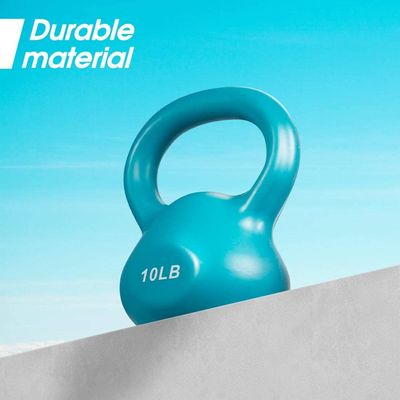 Comfortable Hand Grip Solid Cast Iron Kettlebell Weights Blue 10lb 15lb 20lb