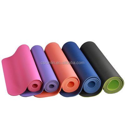 Light Purple Custom Non Slip Pilates Eco Friendly TPE Yoga Mat Foldable With Travel Bag