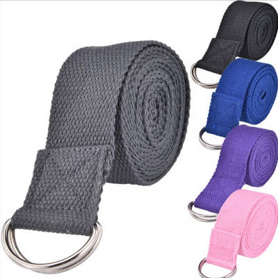 D Ring Cotton Belt Loops Fitness Stretch Bands Custom Yoga Strap Adjustable