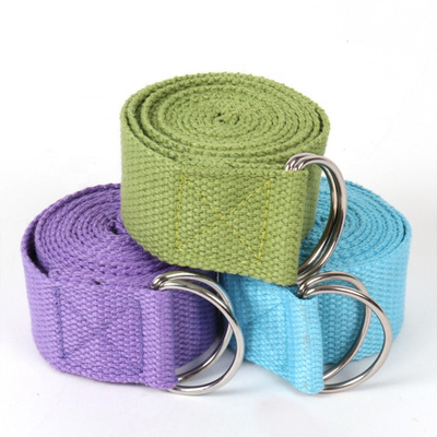 D Ring Cotton Belt Loops Fitness Stretch Bands Custom Yoga Strap Adjustable