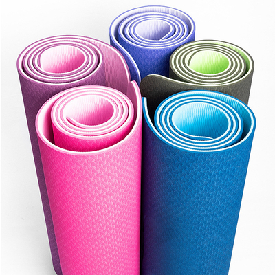 Double Layer Single Layer Tpe Yoga Mat Custom Logo 6 Mm For Yoga Exercisers