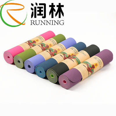 Customized Printing Tpe Yoga Mat Single Color 6mm For Fitness