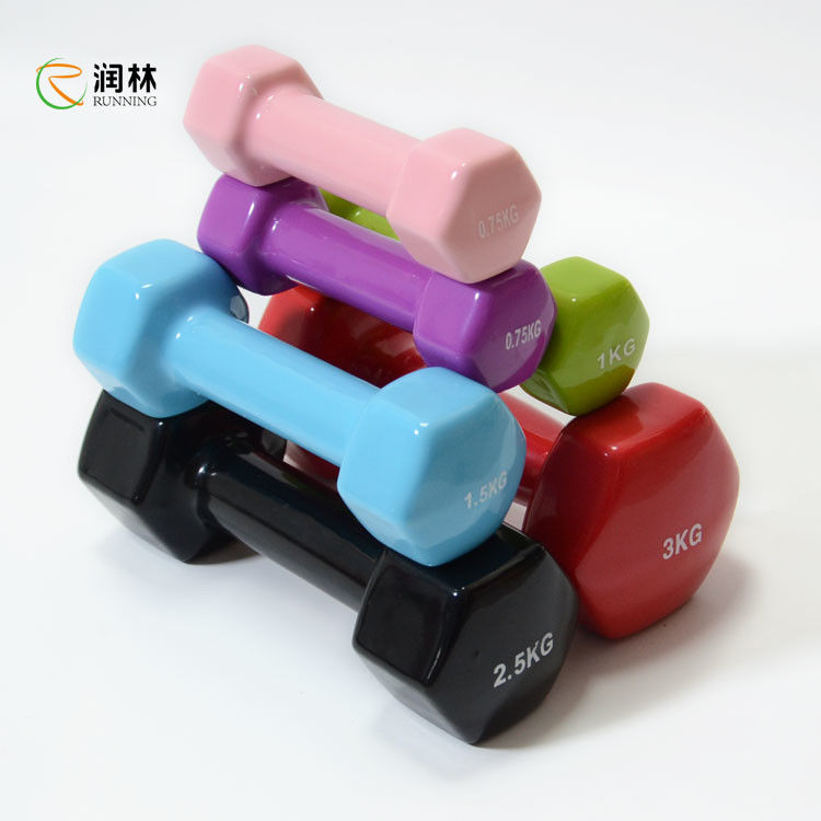 commercial Hex Shape Gym Dumbbell Set Multifunctional Iron PVC material