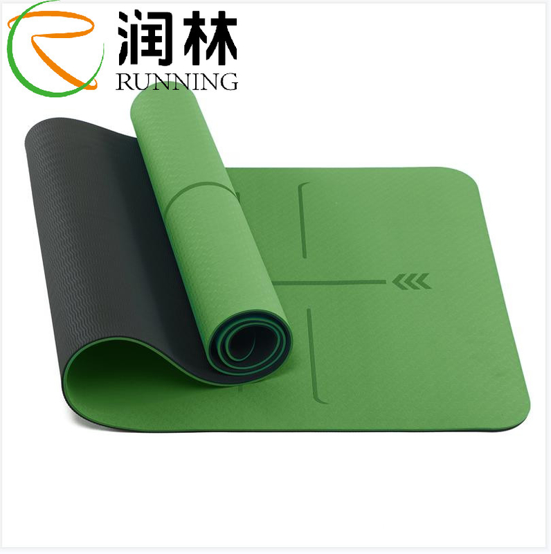 Fitness Custom Logo 6mm TPE Yoga Mat Double Side With Customized Position Line